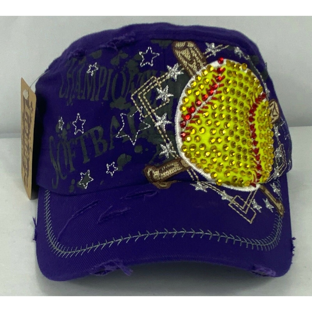 Leader Embroidered Purple Champion Softball Hat